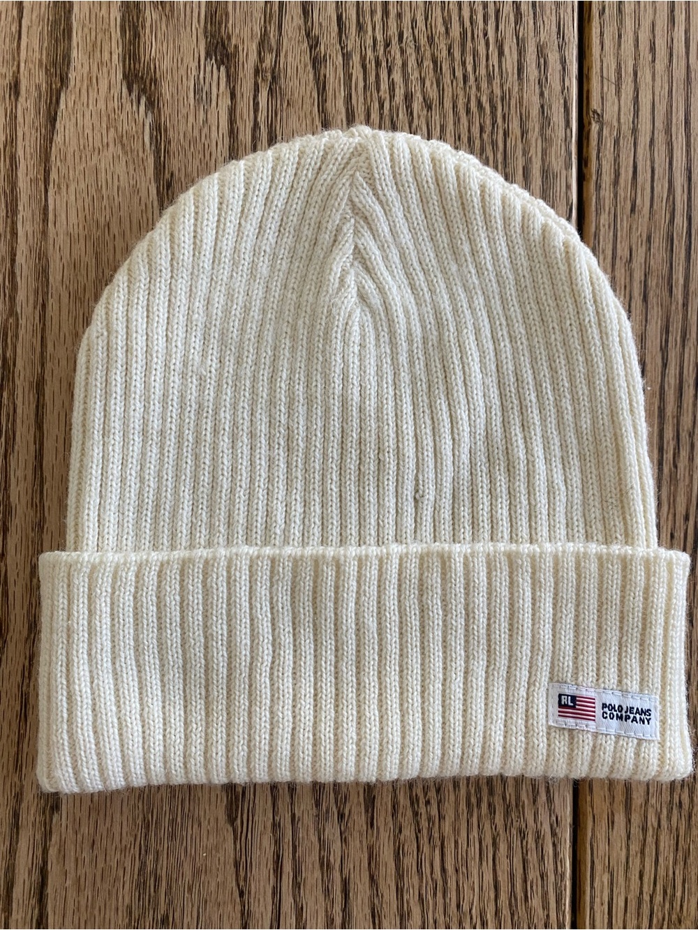 Vintage Ralph Lauren Polo Jeans Company Beanie- Cream- One Size Fits Most